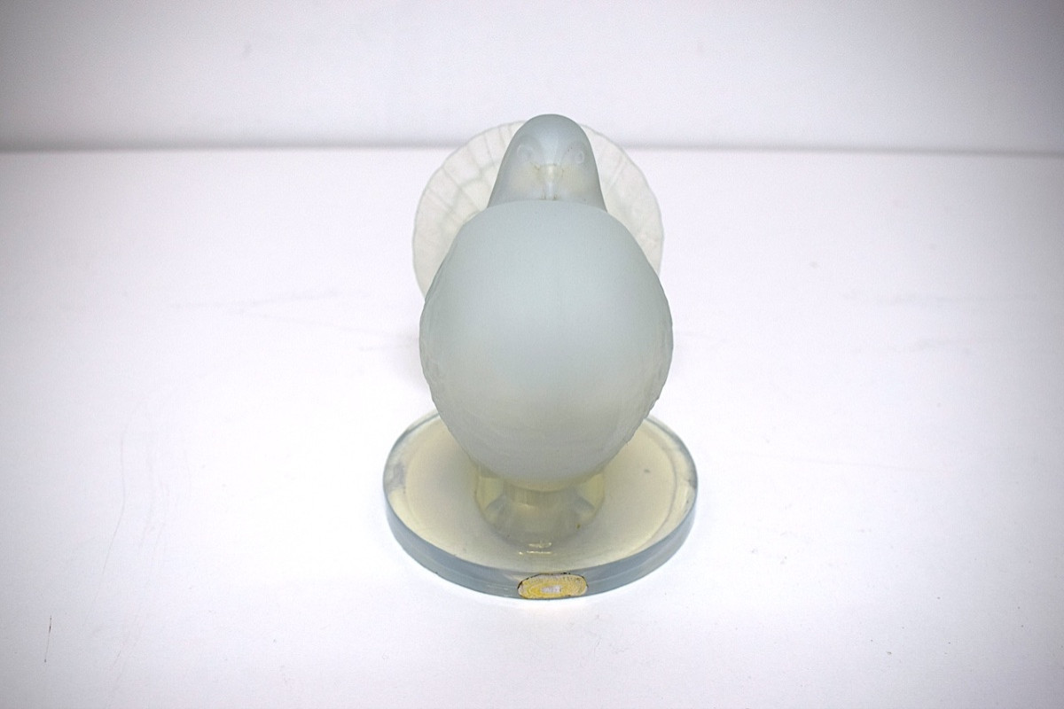Pigeon Art Deco Verre Moulé Pressé Opalescent sculpture animalière oiseau style Sabino  REF1124-photo-6