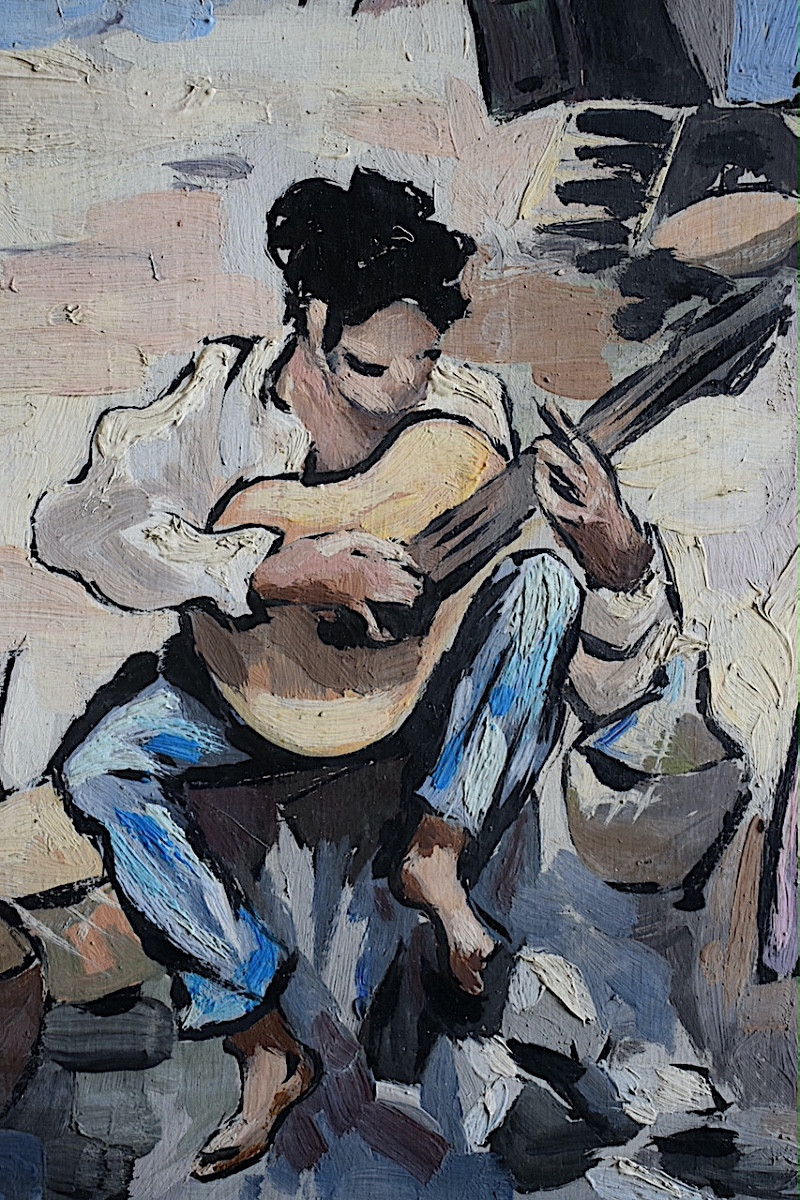 L P Rigal Post Impressionist Camargue Gypsy Couple Caravan Musician Guitar Rt1452-photo-4