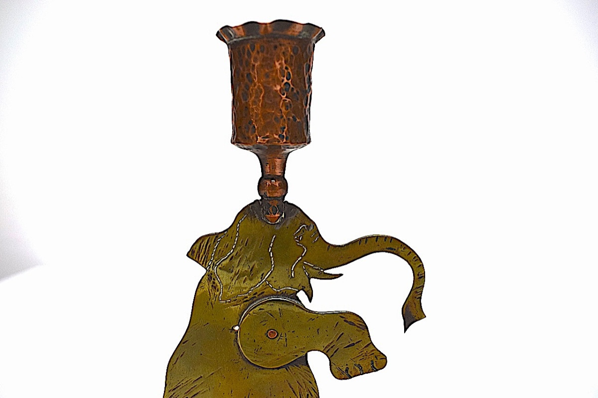 Candlestick Elephant Art Popular Military Trench Work Poilus War 1914 1918 Ref1126-photo-2