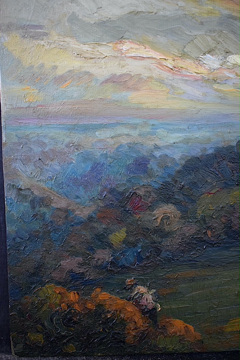 Crozant School   Ipressionniste  Early  Signed Guieu Sunset At Brives Corrèze Rt1454-photo-1