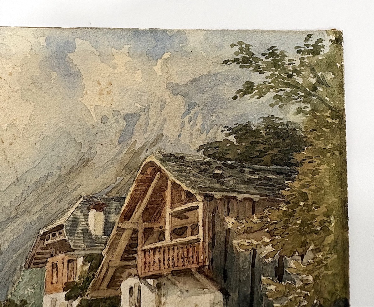 Aquarelle  attribué à Guigou Chalets Alpes de Haute Provence  Alpilles refm26-photo-2
