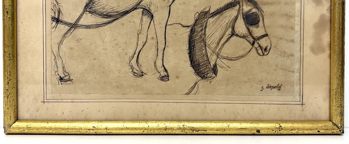 Sign&eacute; Leopold dessin &eacute;tudes cheval et personnages Maroc orientaliste REFm28-photo-3