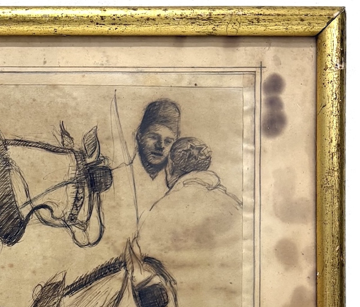 Sign&eacute; Leopold dessin &eacute;tudes cheval et personnages Maroc orientaliste REFm28-photo-1