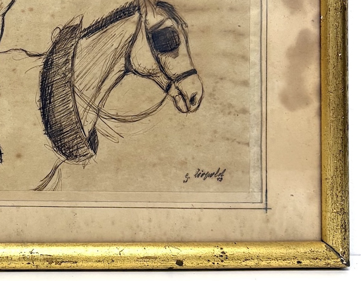 Sign&eacute; Leopold dessin &eacute;tudes cheval et personnages Maroc orientaliste REFm28-photo-3