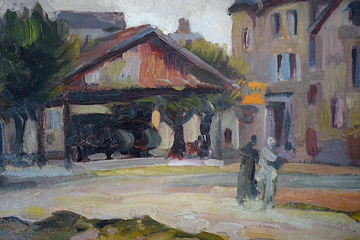Impressionist Crozant School XXth Century Signed Guieu Place Du Vieux Marché Brive Corrèze Rt1455-photo-4