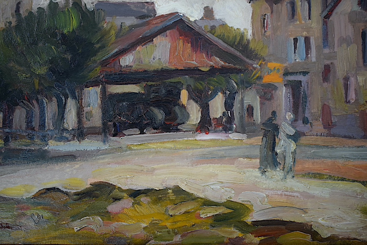 Impressionist Crozant School XXth Century Signed Guieu Place Du Vieux Marché Brive Corrèze Rt1455-photo-2