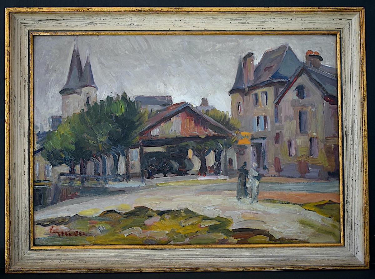 Impressionist Crozant School XXth Century Signed Guieu Place Du Vieux Marché Brive Corrèze Rt1455