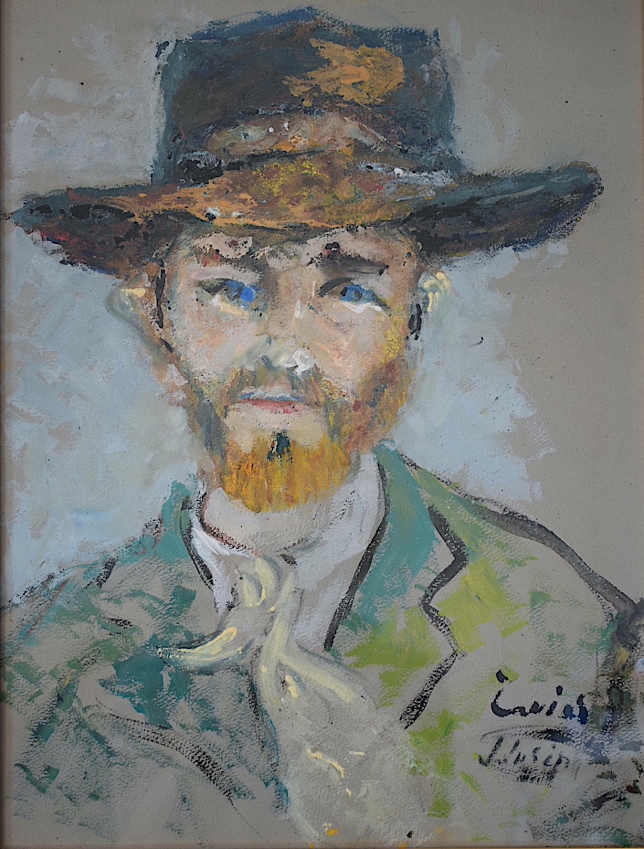 Portrait d'homme au chapeau signé à identifier XX ème expressionniste RT1458-photo-2
