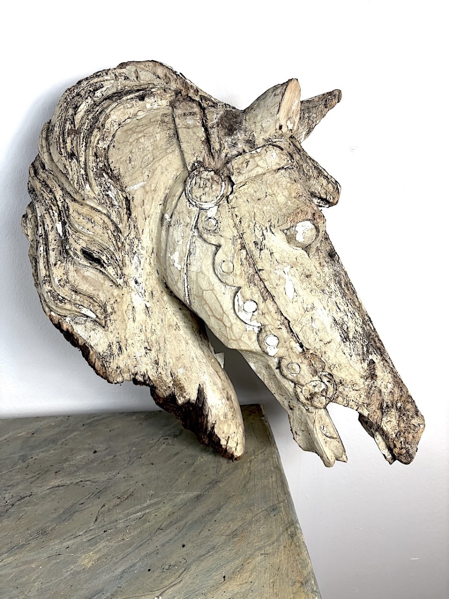 Carved Wood Carousel Horse Head Popular Fairground Art 19th Or 20th Century Ref1129-photo-2