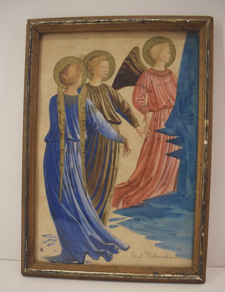 Paul Delaroche Aquarelle Anges d'aprés Fra Angelico Florence Italie  Refm29