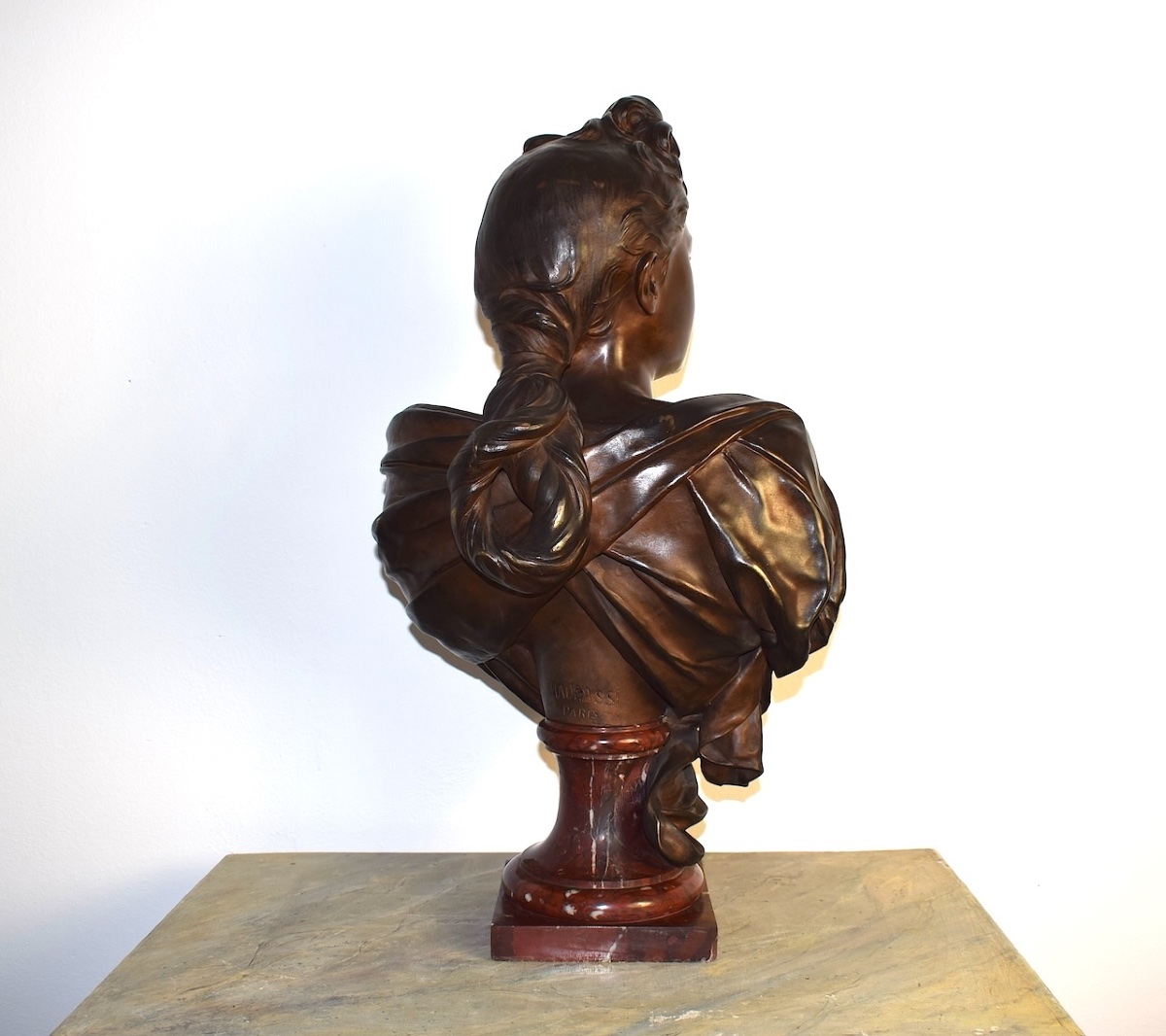 Luca Madrassi Bronze Bust Portrait Of Young Woman Art Nouveau Circa 1900 Ref1130-photo-4