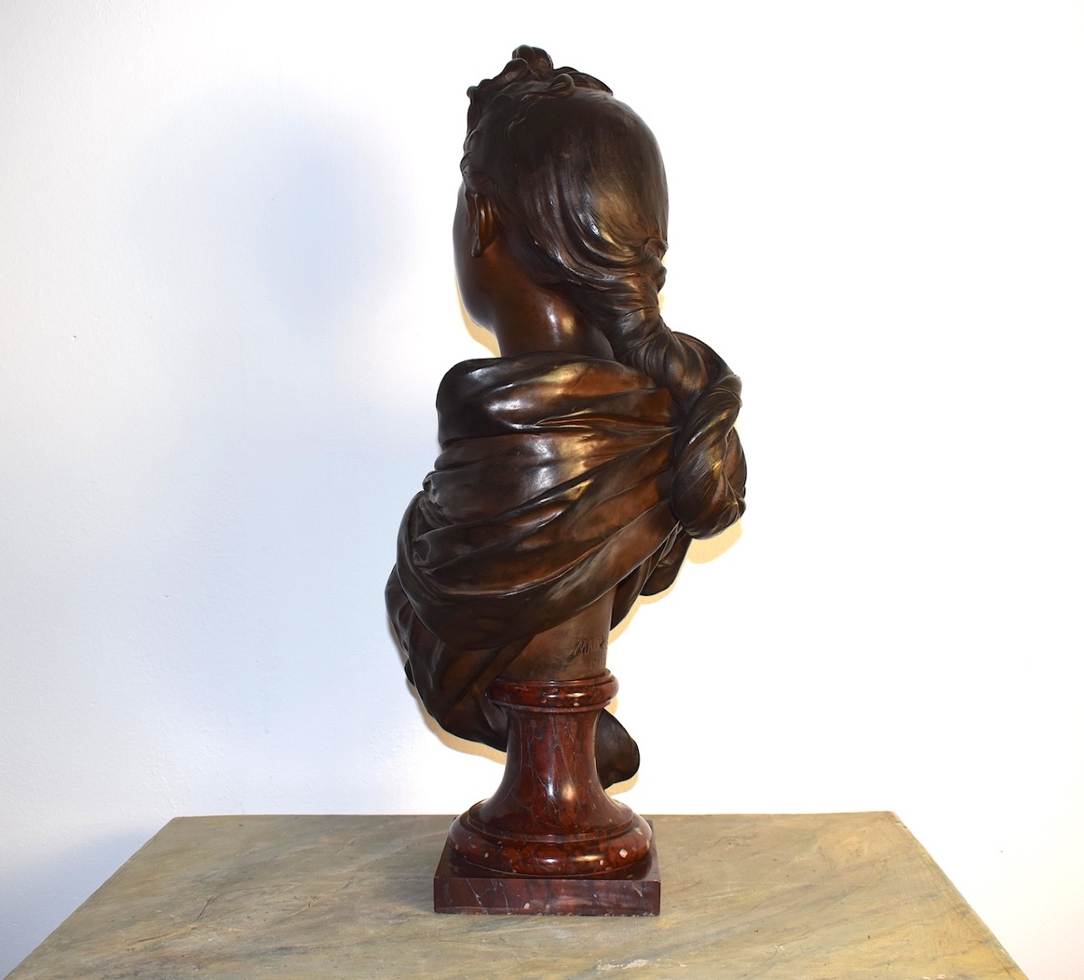 Luca Madrassi Bronze Bust Portrait Of Young Woman Art Nouveau Circa 1900 Ref1130-photo-1