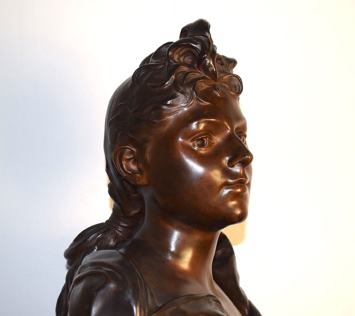 Luca Madrassi Bronze Bust Portrait Of Young Woman Art Nouveau Circa 1900 Ref1130-photo-4