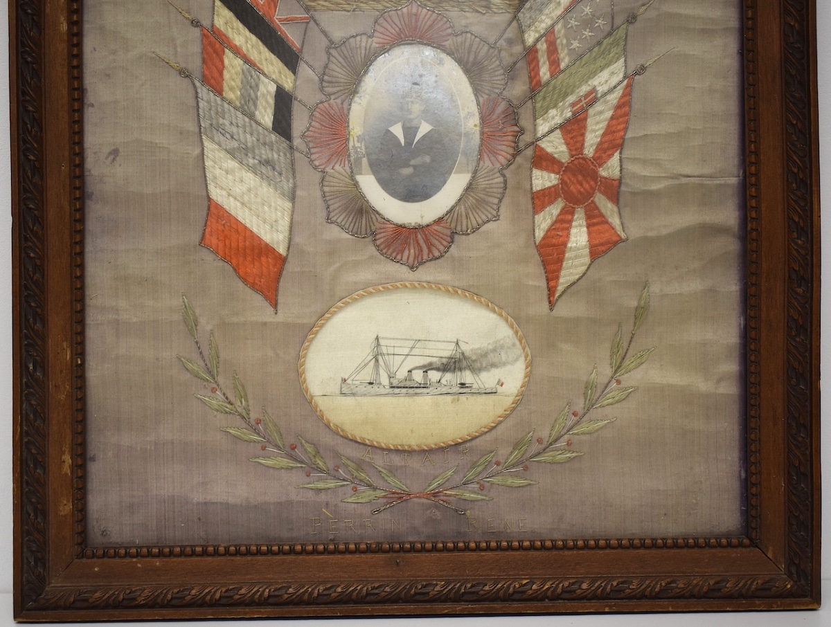 Broderie militaire Soie Marin Croiseur Edgar Quinet Campagne Chine Japon  RefM30-photo-3
