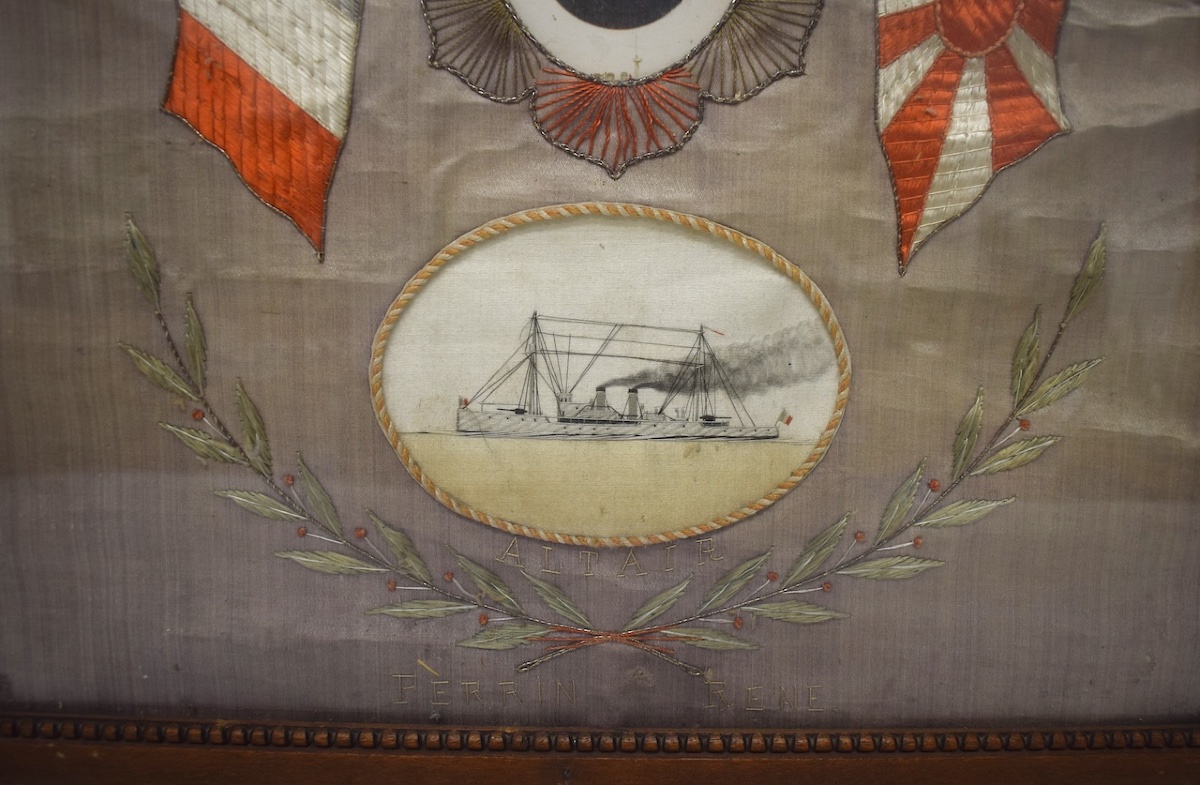 Broderie militaire Soie Marin Croiseur Edgar Quinet Campagne Chine Japon  RefM30-photo-2