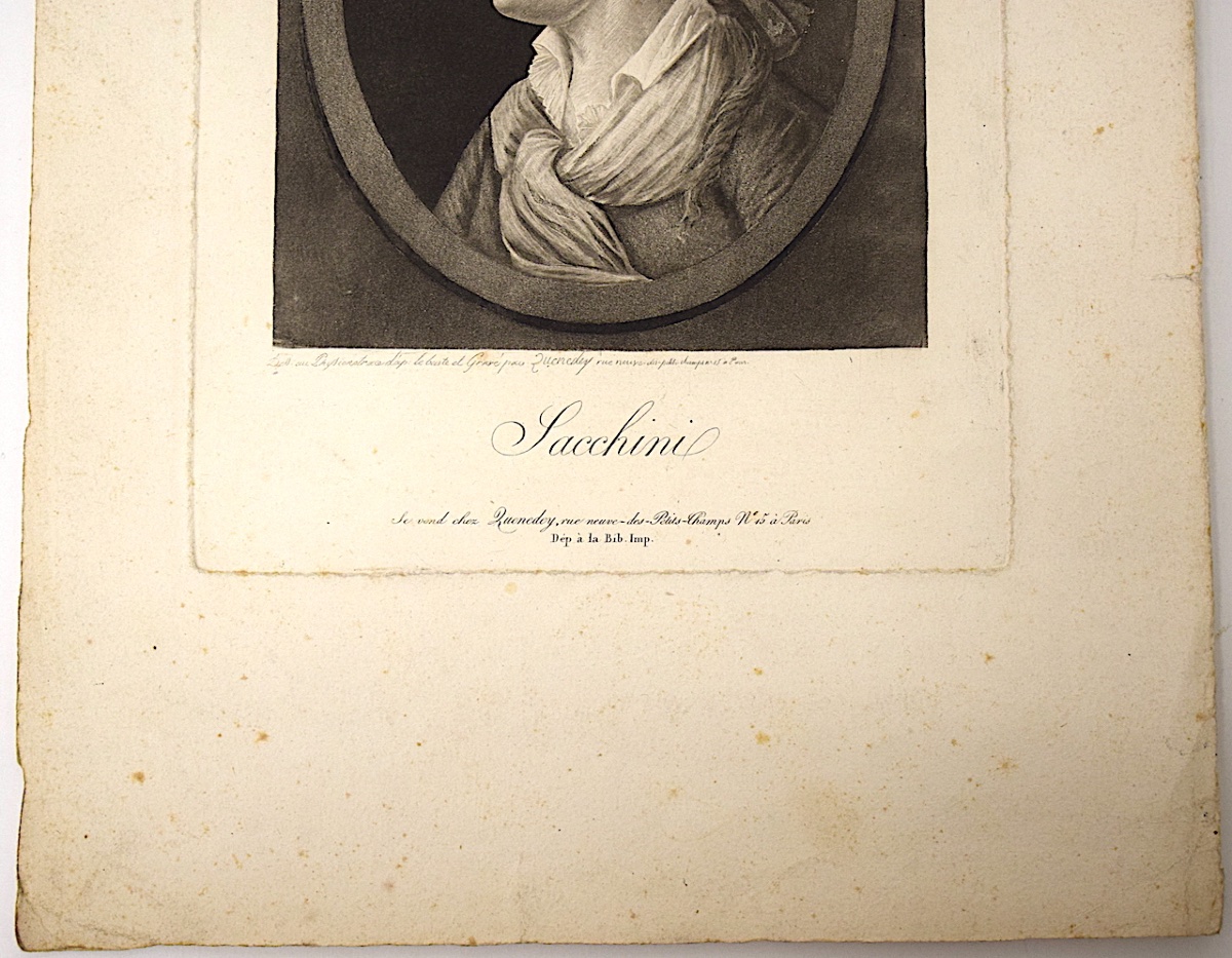Gravure Physionotrace Gravé Par Quenedey portrait de  Sacchini compositeur Italie Refm33-photo-3