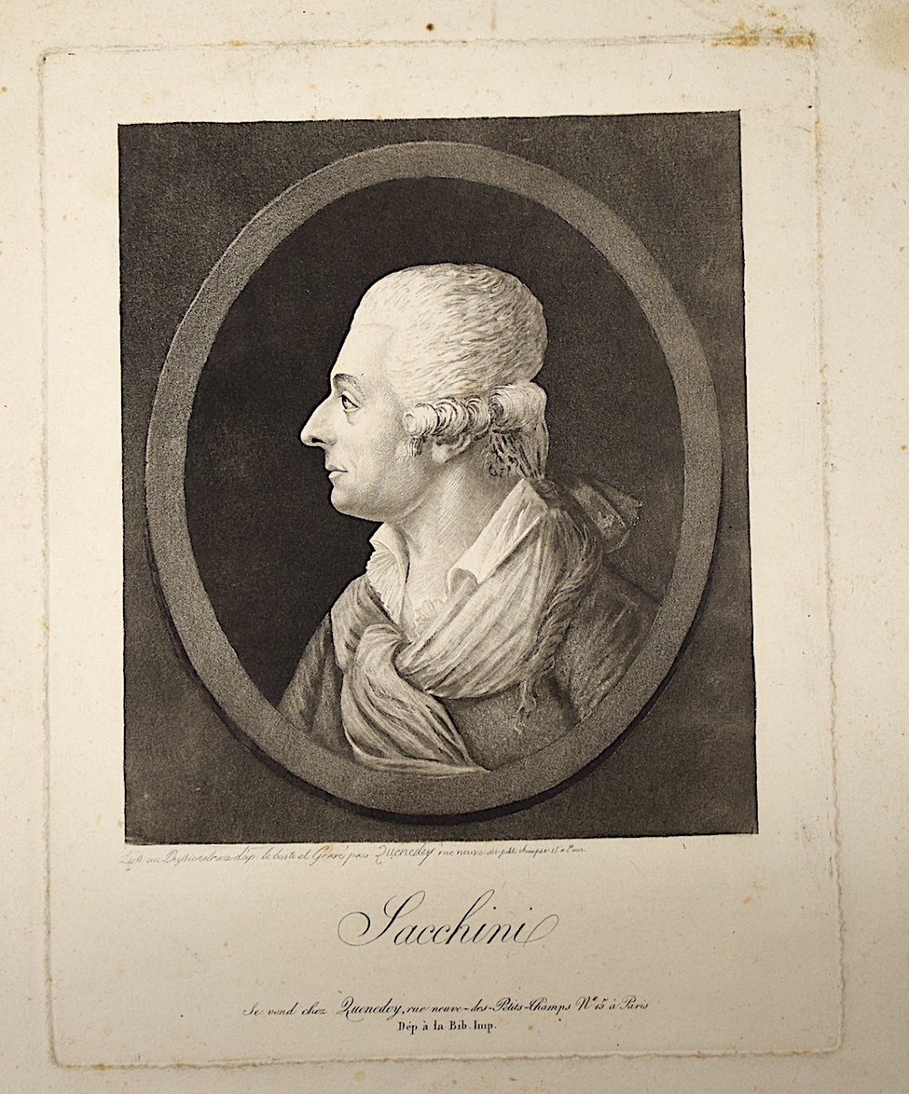 Gravure Physionotrace Gravé Par Quenedey portrait de  Sacchini compositeur Italie Refm33-photo-1