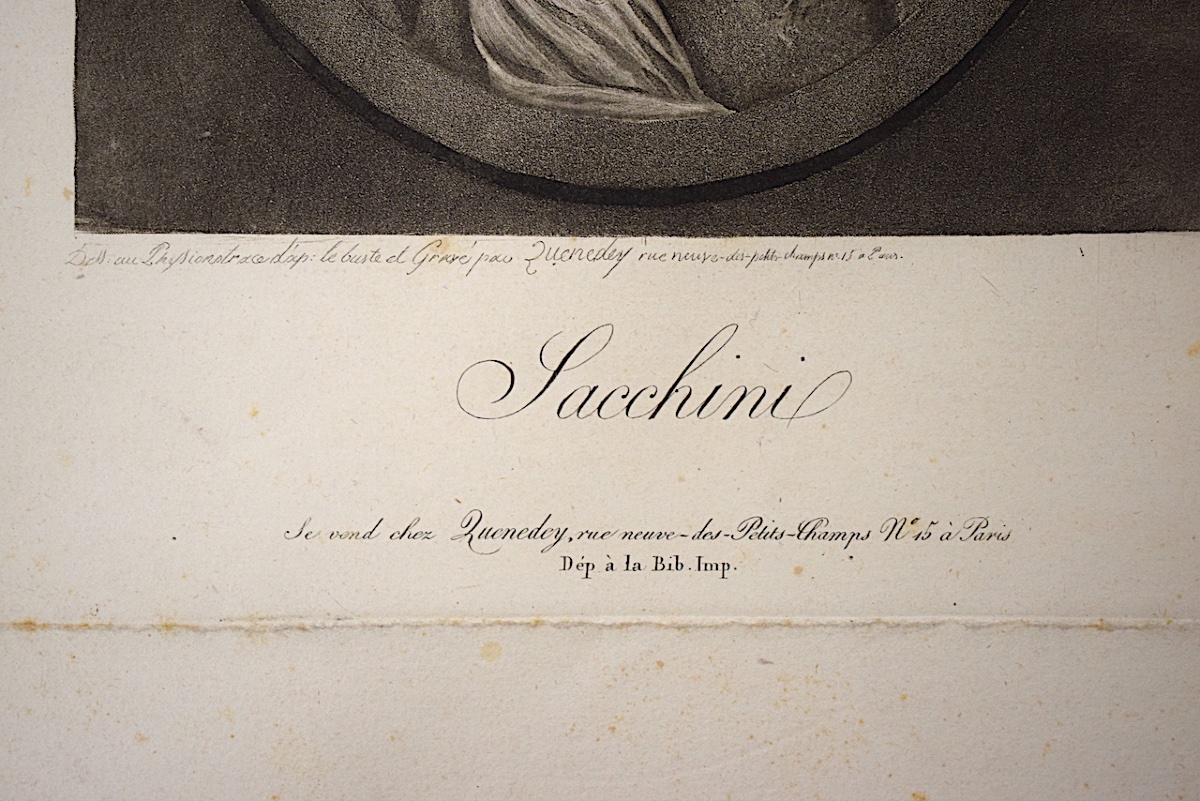 Gravure Physionotrace Gravé Par Quenedey portrait de  Sacchini compositeur Italie Refm33-photo-2