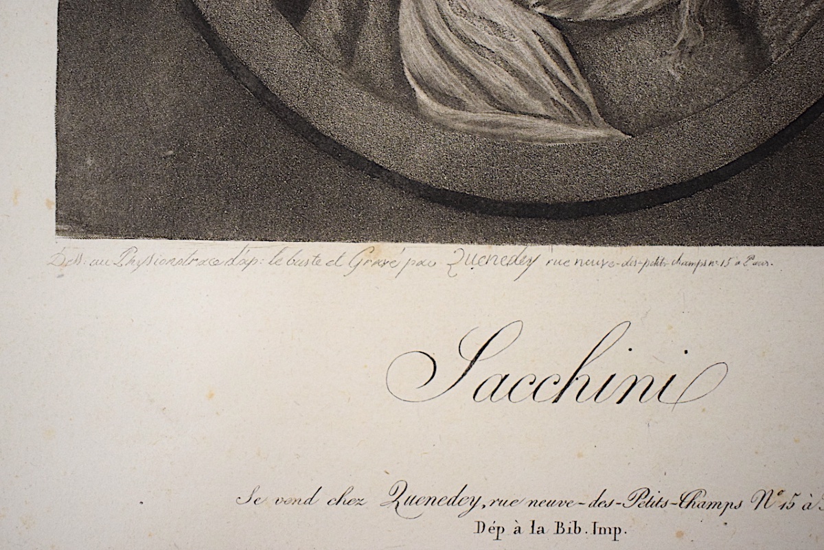 Gravure Physionotrace Gravé Par Quenedey portrait de  Sacchini compositeur Italie Refm33-photo-3