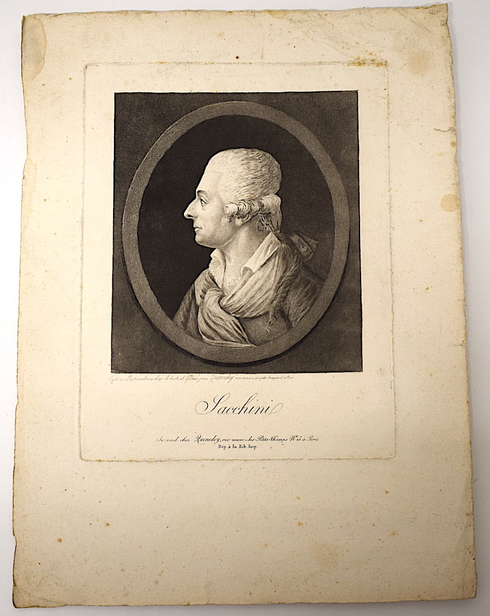 Gravure Physionotrace Gravé Par Quenedey portrait de  Sacchini compositeur Italie Refm33