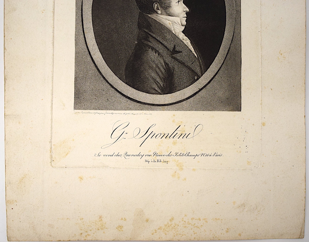 Gravure Physionotrace Gravé Par Quenedey portrait de Spontini compositeur Refm35 -photo-3