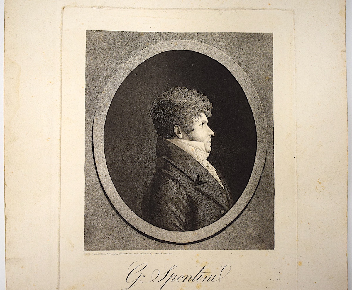 Gravure Physionotrace Gravé Par Quenedey portrait de Spontini compositeur Refm35 -photo-4