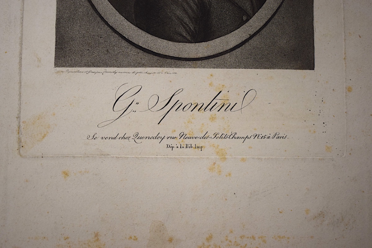 Gravure Physionotrace Gravé Par Quenedey portrait de Spontini compositeur Refm35 -photo-2