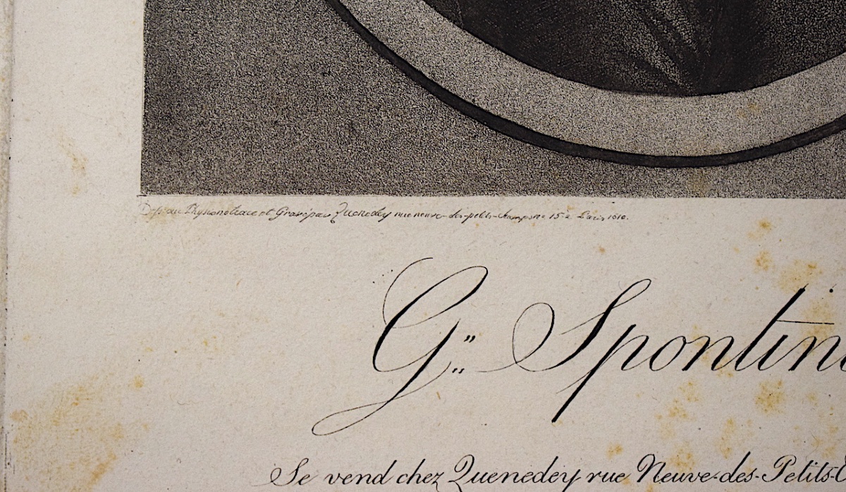 Gravure Physionotrace Gravé Par Quenedey portrait de Spontini compositeur Refm35 -photo-3