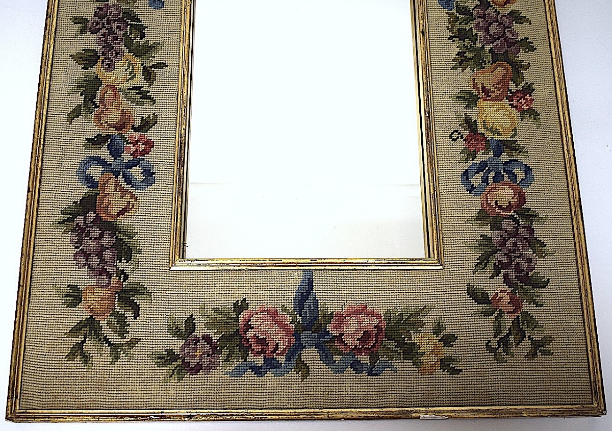 Bedroom Or Alcove Mirror Tapisserie Aux Petits Points 1950 Ref1133-photo-4