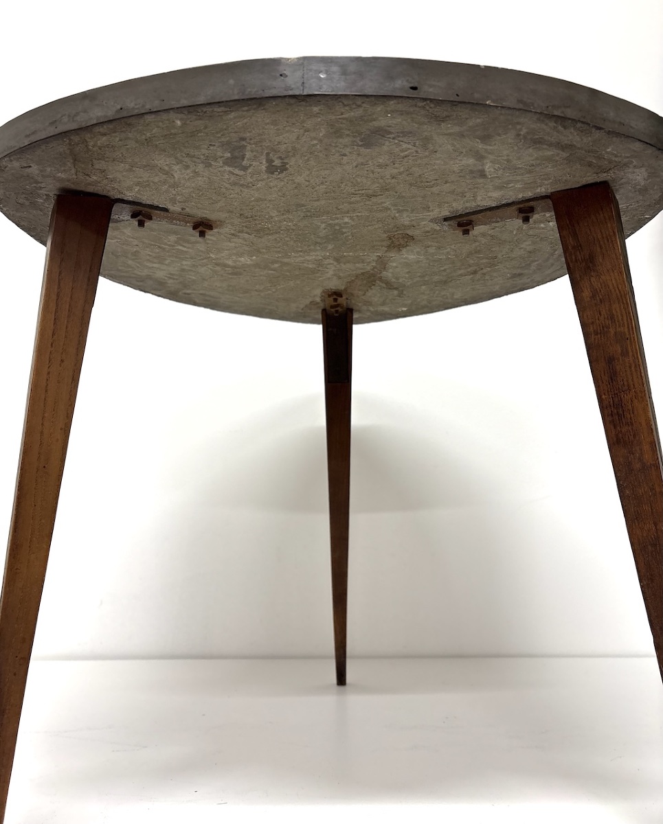 Art Deco Pedestal Table In Scagolia And Fish Oak Legs Rascasse Ref1135-photo-2