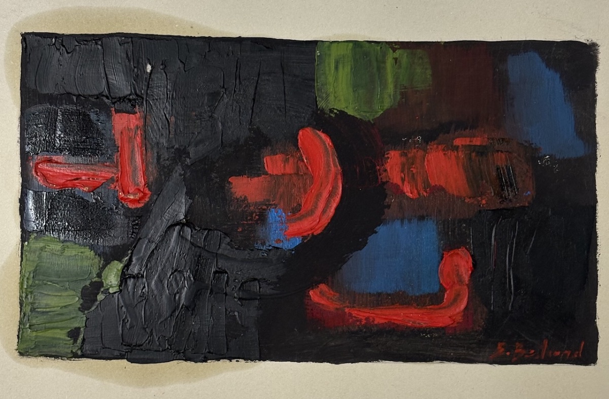 G . Bertrand Oil On Cardboard Abstract Composition Painted With A Knife To Identify Refm36-photo-1
