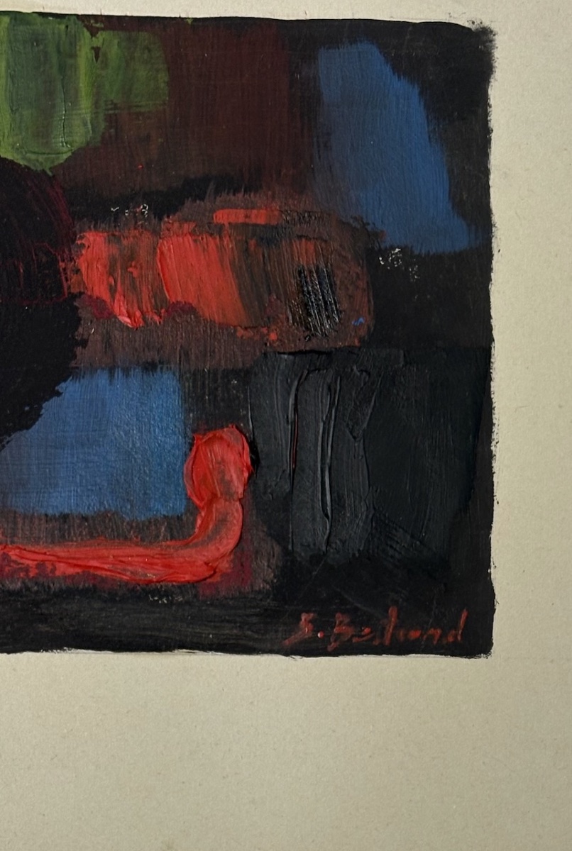 G . Bertrand Oil On Cardboard Abstract Composition Painted With A Knife To Identify Refm36-photo-2