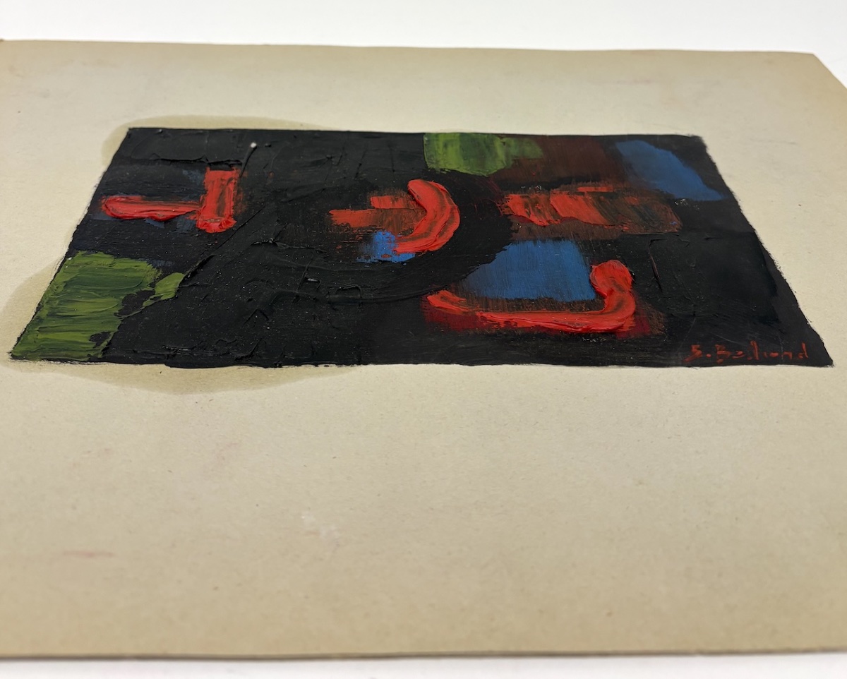 G . Bertrand Oil On Cardboard Abstract Composition Painted With A Knife To Identify Refm36-photo-3