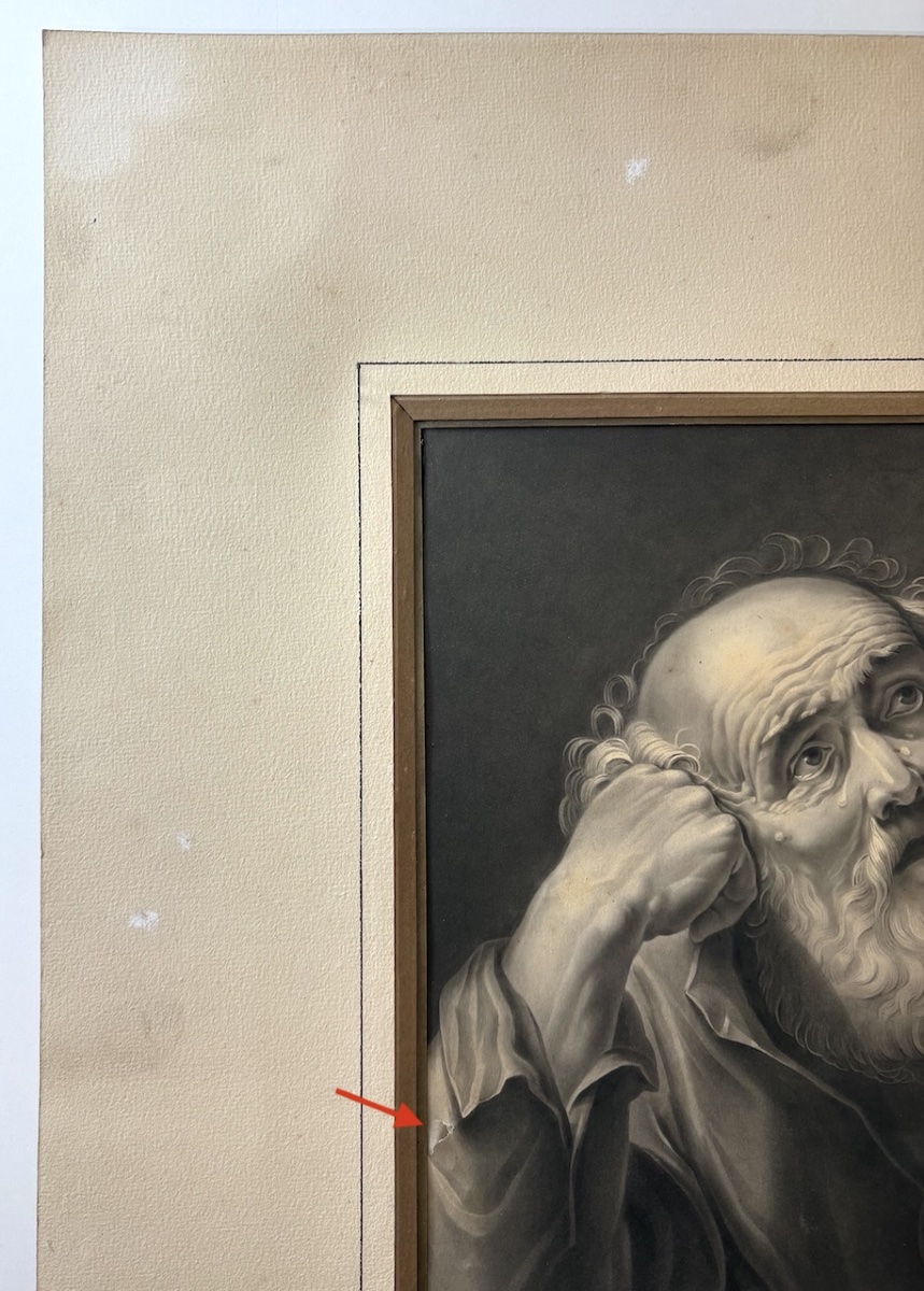 Jean-Louis Panisse Dessin lavis de Saint Pierre en larmes en Trompe l'oeil refm37-photo-2