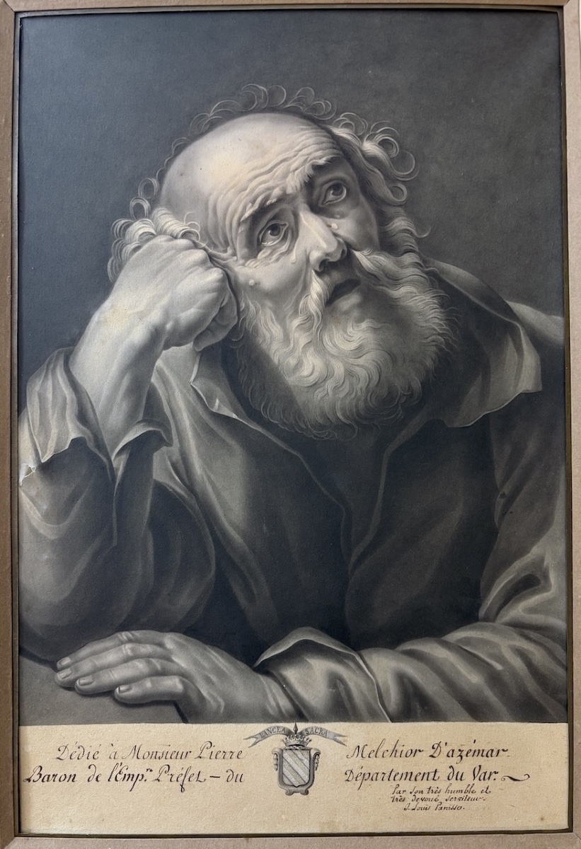 Jean-Louis Panisse Dessin lavis de Saint Pierre en larmes en Trompe l'oeil refm37-photo-2