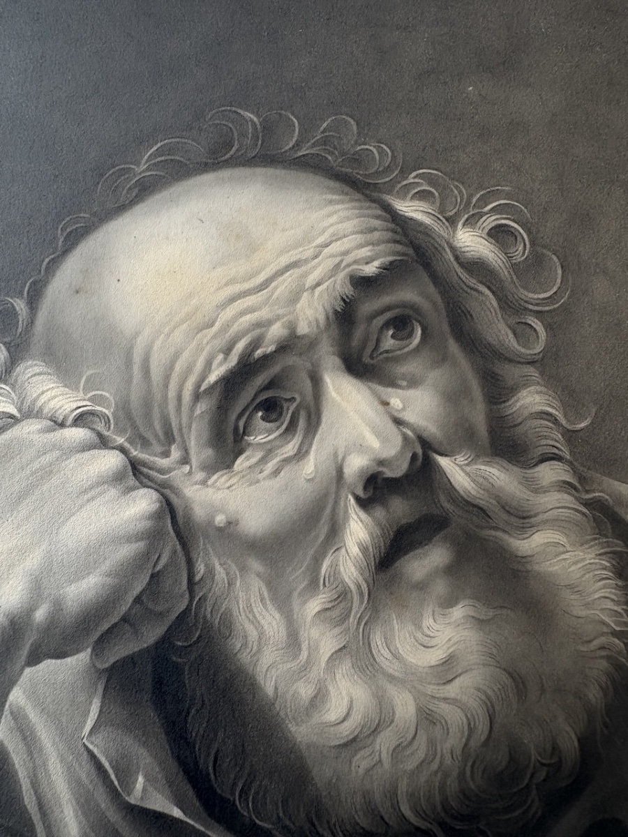 Jean-Louis Panisse Dessin lavis de Saint Pierre en larmes en Trompe l'oeil refm37-photo-3