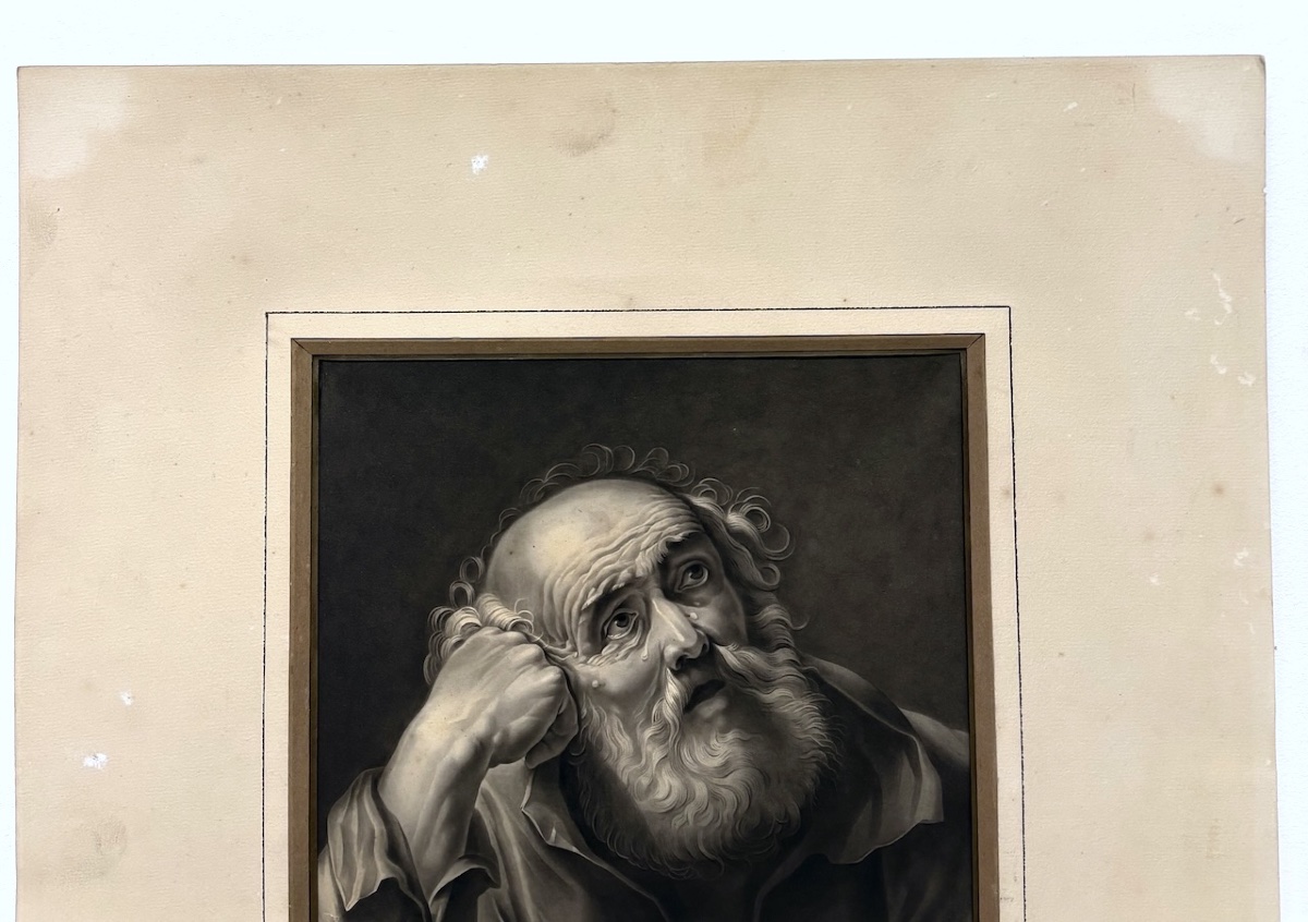 Jean-Louis Panisse Dessin lavis de Saint Pierre en larmes en Trompe l'oeil refm37-photo-6