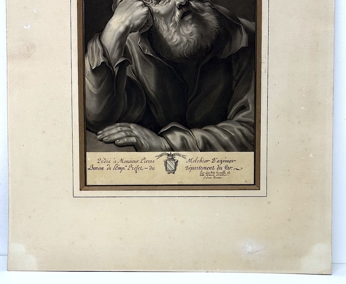 Jean-Louis Panisse Dessin lavis de Saint Pierre en larmes en Trompe l'oeil refm37-photo-7