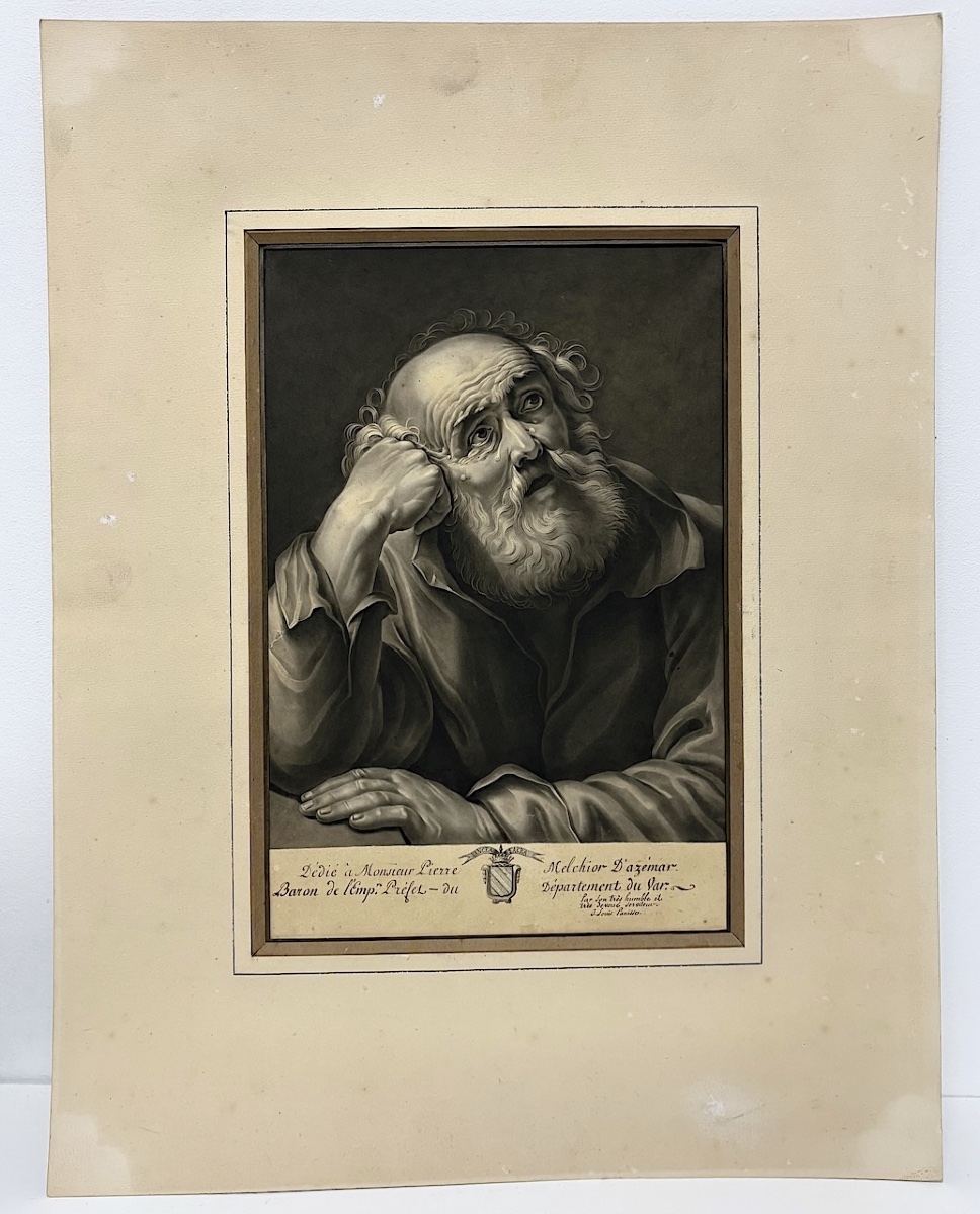 Jean-Louis Panisse Dessin lavis de Saint Pierre en larmes en Trompe l'oeil refm37-photo-8