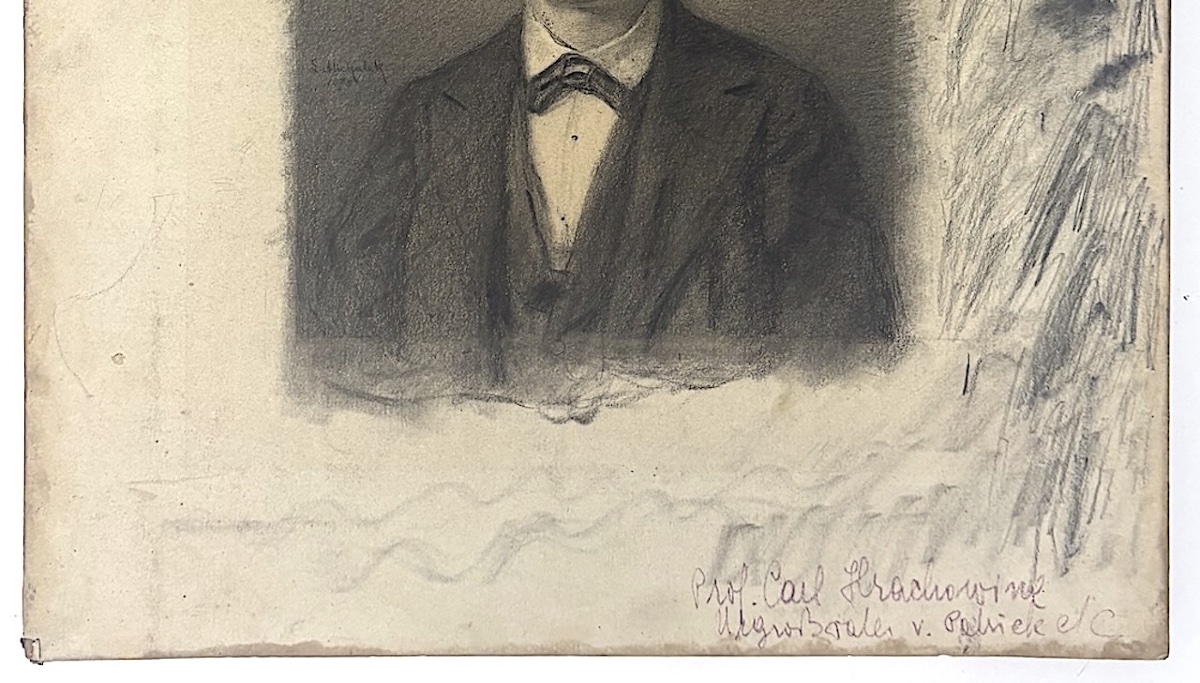 Black Stone Drawing By Michalek Austria  Hrachowina  Hungary  Master Of Gustav Klimt  Refm38-photo-3