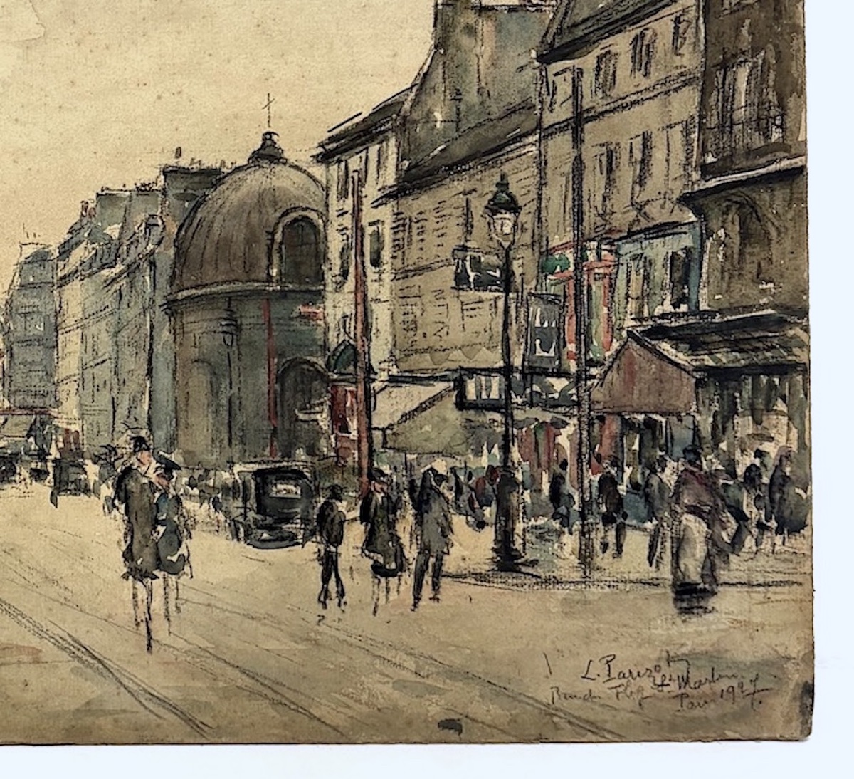 Lily Parizot Watercolor Animated View Rue Du Faubourg Saint Martin In Paris In 1927 Refm42-photo-3