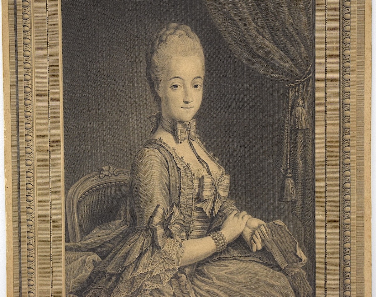 Gravure d’après Nicolas Benjamin Delapierre portrait de Sophie de La Font 1769 refm43-photo-2