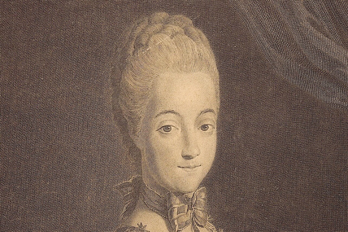 Gravure d’après Nicolas Benjamin Delapierre portrait de Sophie de La Font 1769 refm43-photo-1