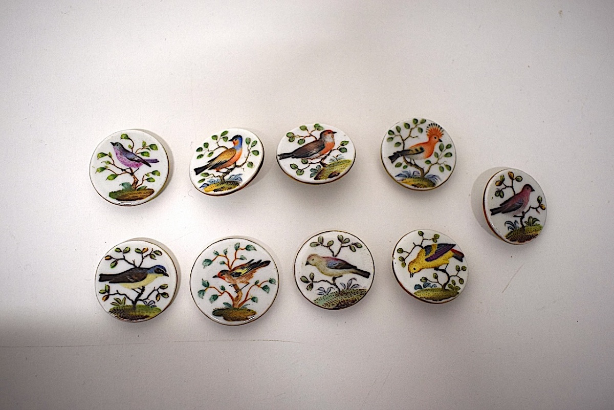 9 Antique Porcelain Knobs Painted With Meissen Birds Ref1141-photo-8