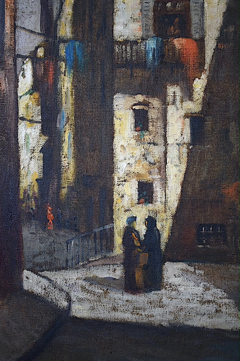 Alfred Quertant (1890–1965) Provençal Village, Bustling Street Scene, Provence  Rt1464-photo-1