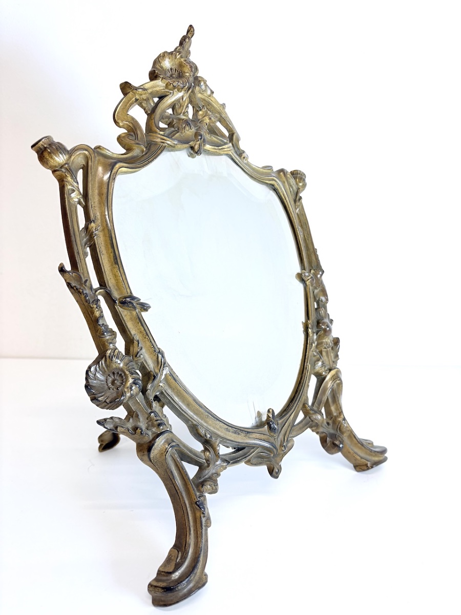Miroir de table Art Nouveau en Métal patine doré 1900  école de Nancy Ref1147 -photo-3