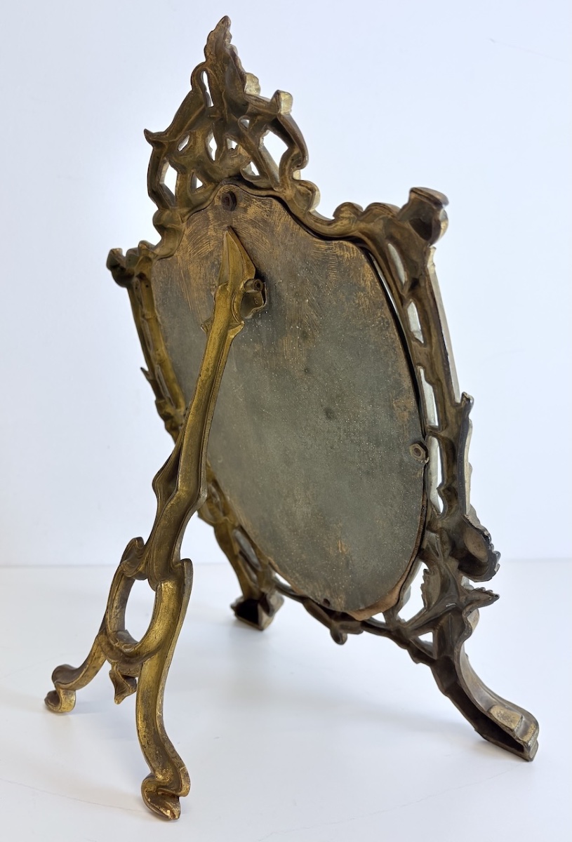 Miroir de table Art Nouveau en Métal patine doré 1900  école de Nancy Ref1147 -photo-1