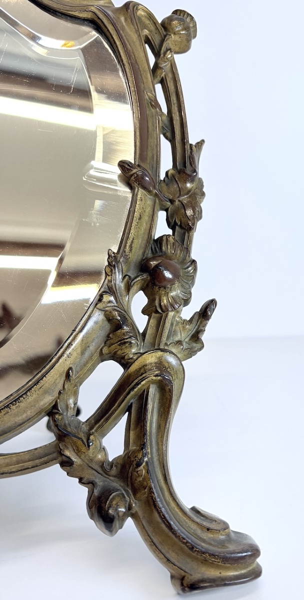 Miroir de table Art Nouveau en Métal patine doré 1900  école de Nancy Ref1147 -photo-3