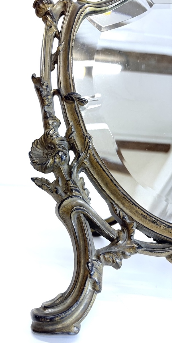 Miroir de table Art Nouveau en Métal patine doré 1900  école de Nancy Ref1147 -photo-4