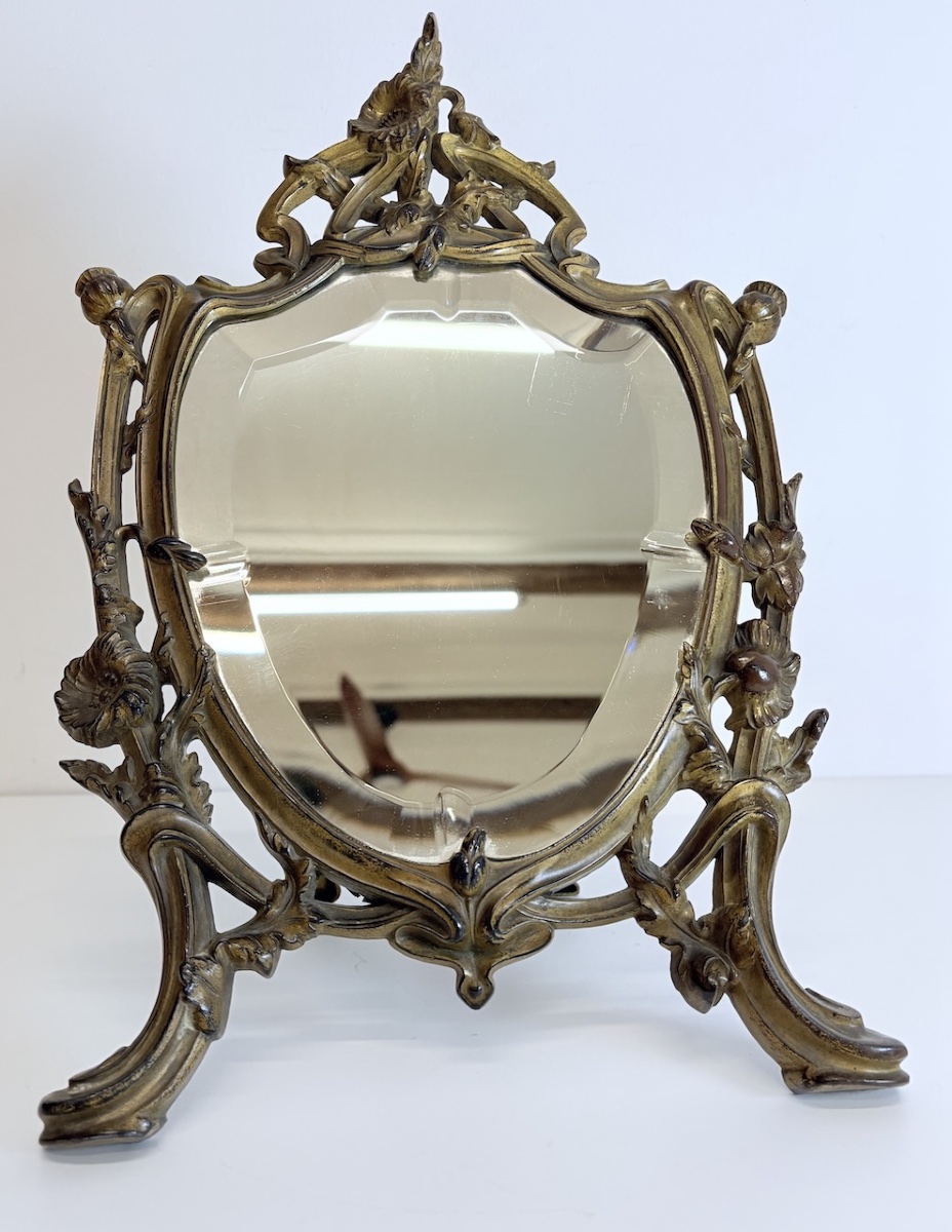 Miroir de table Art Nouveau en Métal patine doré 1900  école de Nancy Ref1147 -photo-8